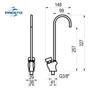 MEDIDAS GRIFO PARA FUENTE DE AGUA CON CAÑO PRESTO